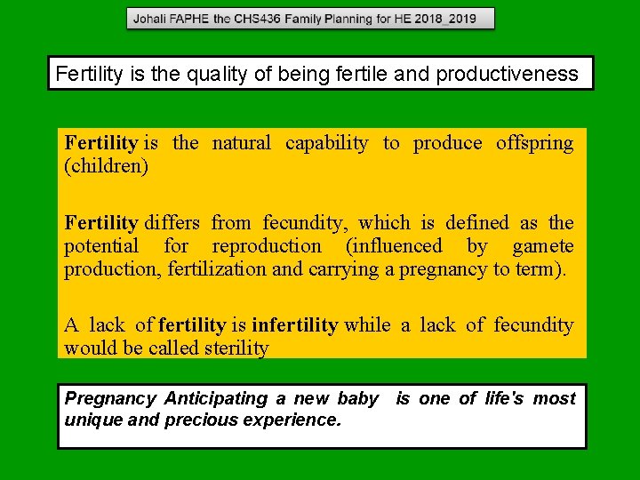 Fertility is the quality of being fertile and productiveness Fertility is the natural capability Fertility is the quality of being fertile and productiveness Fertility is the natural capability