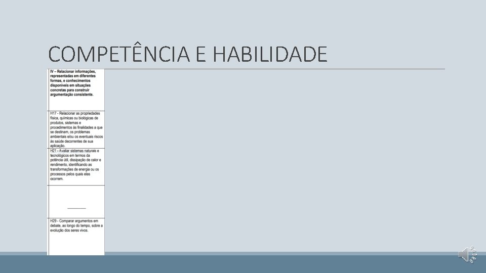 COMPETÊNCIA E HABILIDADE 