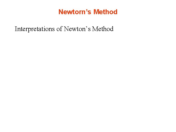 Newtorn’s Method Interpretations of Newton’s Method 