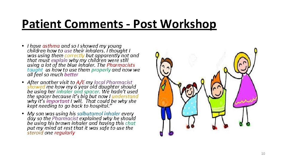 Patient Comments - Post Workshop • I have asthma and so I showed my