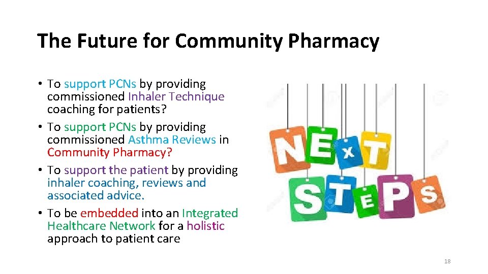The Future for Community Pharmacy • To support PCNs by providing commissioned Inhaler Technique