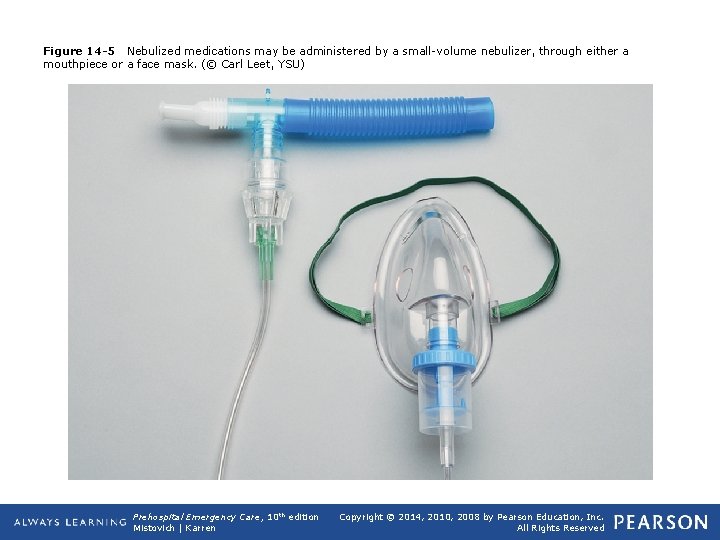 Figure 14 -5 Nebulized medications may be administered by a small-volume nebulizer, through either