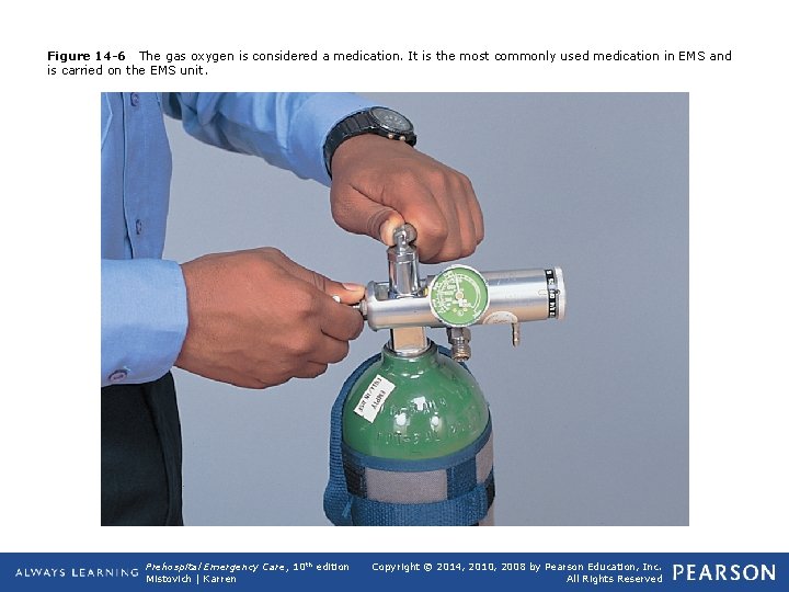 Figure 14 -6 The gas oxygen is considered a medication. It is the most