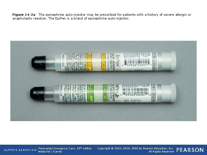 Figure 14 -2 a The epinephrine auto-injector may be prescribed for patients with a