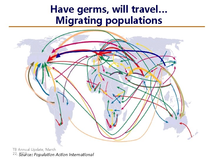 Have germs, will travel… Migrating populations TB Annual Update, March 22, Source: 2016 Population Have germs, will travel… Migrating populations TB Annual Update, March 22, Source: 2016 Population