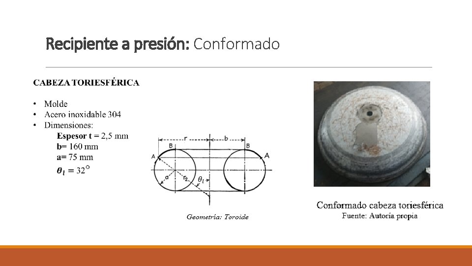 Recipiente a presión: Conformado Recipiente a presión: Conformado