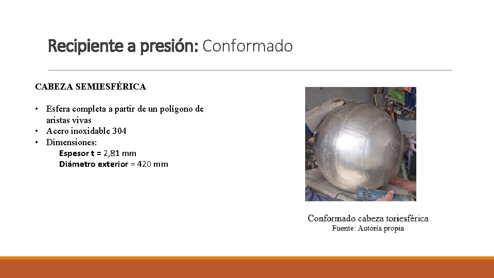 Recipiente a presión: Conformado CABEZA SEMIESFÉRICA • Esfera completa a partir de un polígono Recipiente a presión: Conformado CABEZA SEMIESFÉRICA • Esfera completa a partir de un polígono