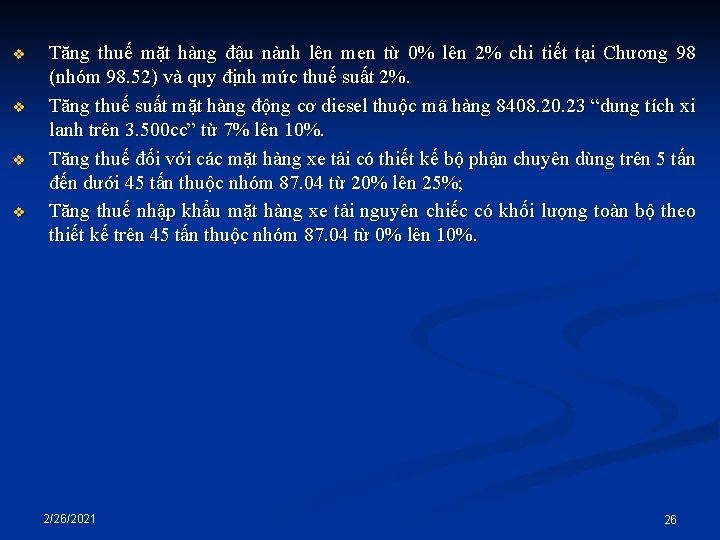 v v Tăng thuế mặt hàng đậu nành lên men từ 0% lên 2%