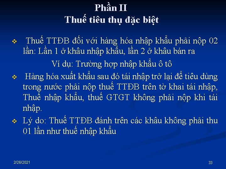 Phần II Thuế tiêu thụ đặc biệt v v v Thuế TTĐB đối với