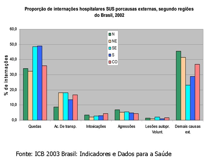 Fonte: ICB 2003 Brasil: Indicadores e Dados para a Saúde 