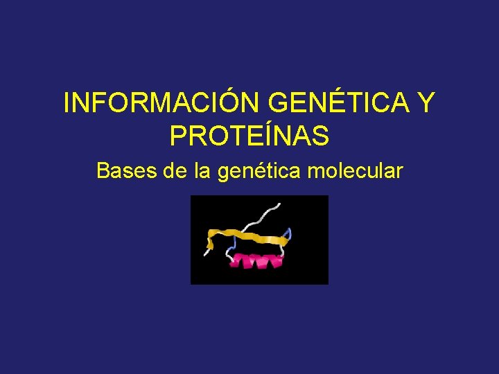 INFORMACIÓN GENÉTICA Y PROTEÍNAS Bases de la genética molecular 