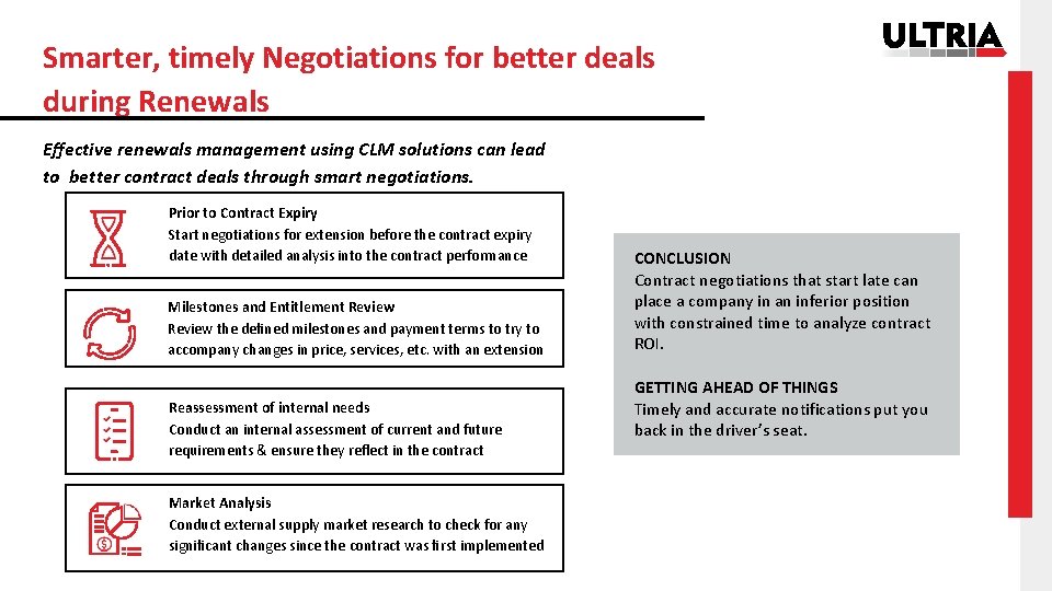 Smarter, timely Negotiations for better deals during Renewals Eﬀective renewals management using CLM solutions