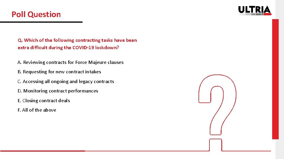 Poll Question Q. Which of the following contracting tasks have been extra difficult during