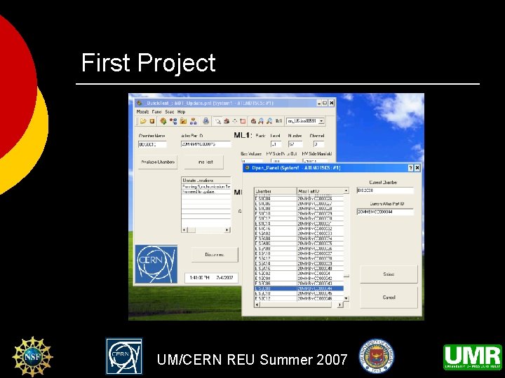 First Project UM/CERN REU Summer 2007 