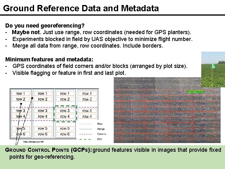 Ground Reference Data and Metadata Do you need georeferencing? - Maybe not. Just use