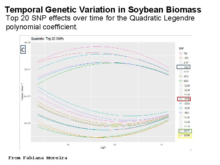 Temporal Genetic Variation in Soybean Biomass Top 20 SNP effects over time for the