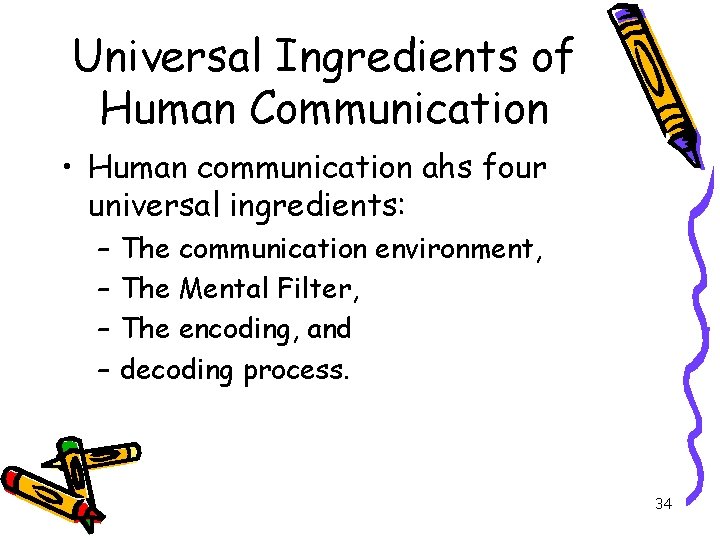 Universal Ingredients of Human Communication • Human communication ahs four universal ingredients: – –