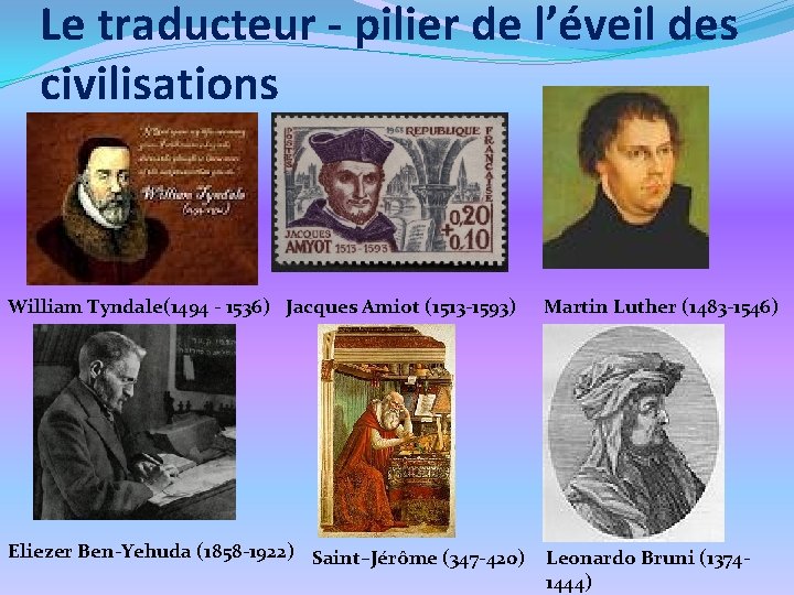 Le traducteur - pilier de l’éveil des civilisations William Tyndale(1494 - 1536) Jacques Amiot