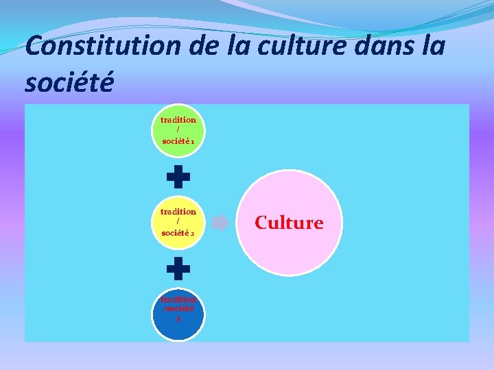 Constitution de la culture dans la société tradition / société 1 tradition / société