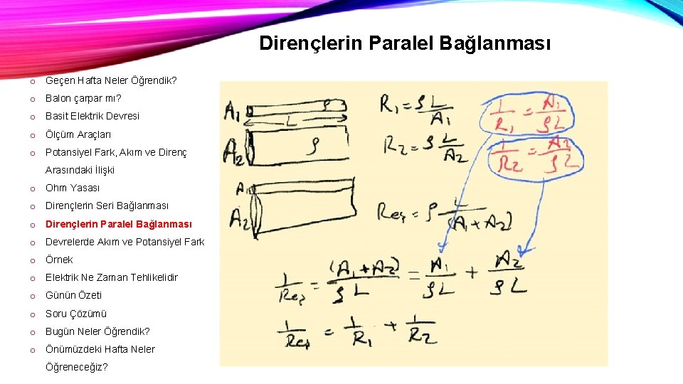 Dirençlerin Paralel Bağlanması o Geçen Hafta Neler Öğrendik? o Balon çarpar mı? o Basit