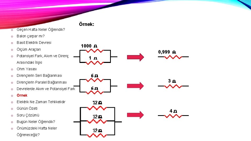 Örnek: o Geçen Hafta Neler Öğrendik? o Balon çarpar mı? o Basit Elektrik Devresi