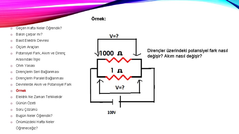 Örnek: o Geçen Hafta Neler Öğrendik? o Balon çarpar mı? o Basit Elektrik Devresi