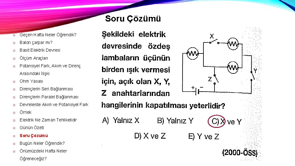 Soru Çözümü o Geçen Hafta Neler Öğrendik? o Balon çarpar mı? o Basit Elektrik