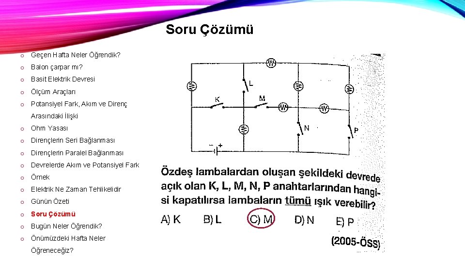 Soru Çözümü o Geçen Hafta Neler Öğrendik? o Balon çarpar mı? o Basit Elektrik