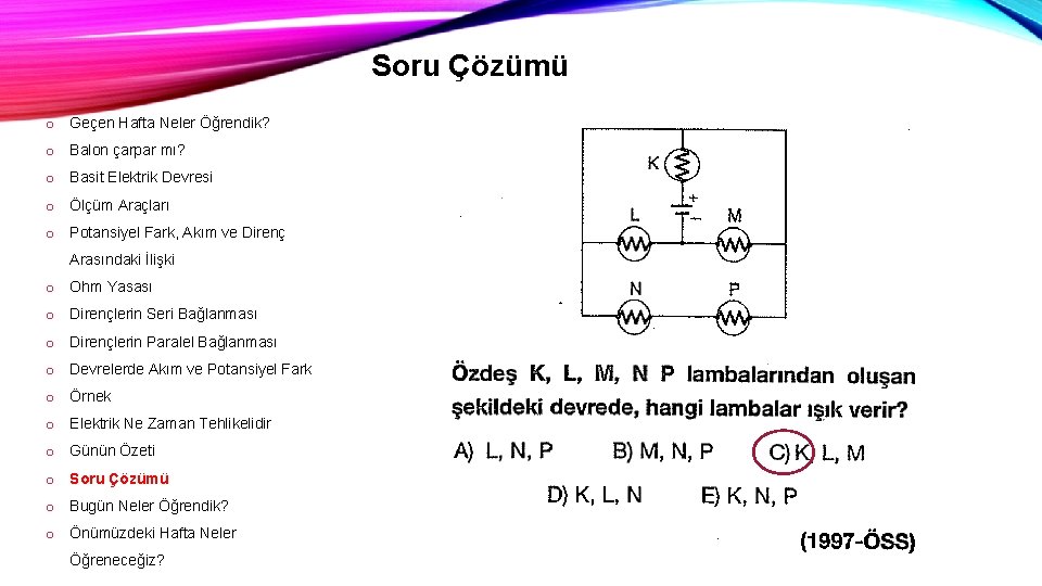 Soru Çözümü o Geçen Hafta Neler Öğrendik? o Balon çarpar mı? o Basit Elektrik