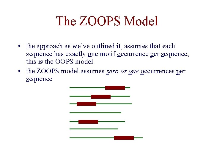 The ZOOPS Model • the approach as we’ve outlined it, assumes that each sequence