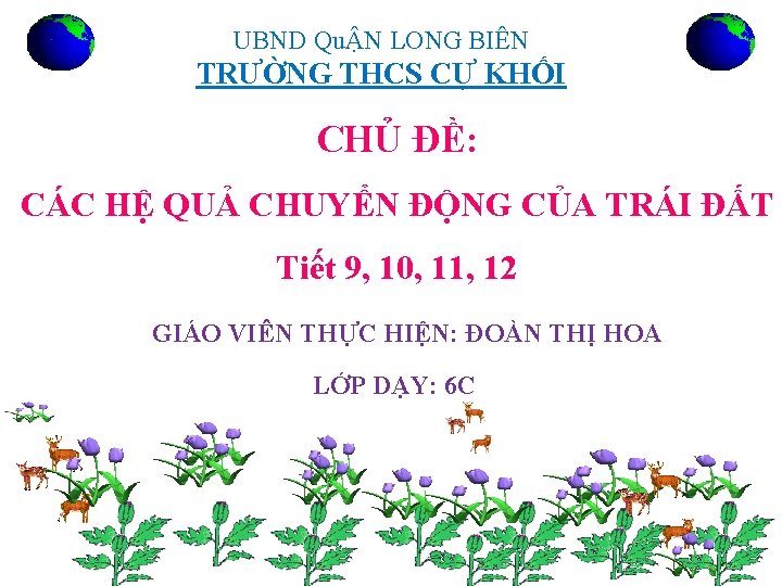 UBND QuẬN LONG BIÊN TRƯỜNG THCS CỰ KHỐI CHỦ ĐỀ: CÁC HỆ QUẢ CHUYỂN