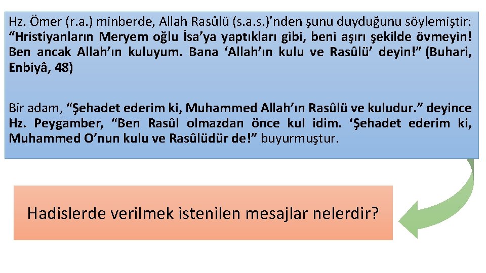 Hz. Ömer (r. a. ) minberde, Allah Rasûlü (s. a. s. )’nden şunu duyduğunu