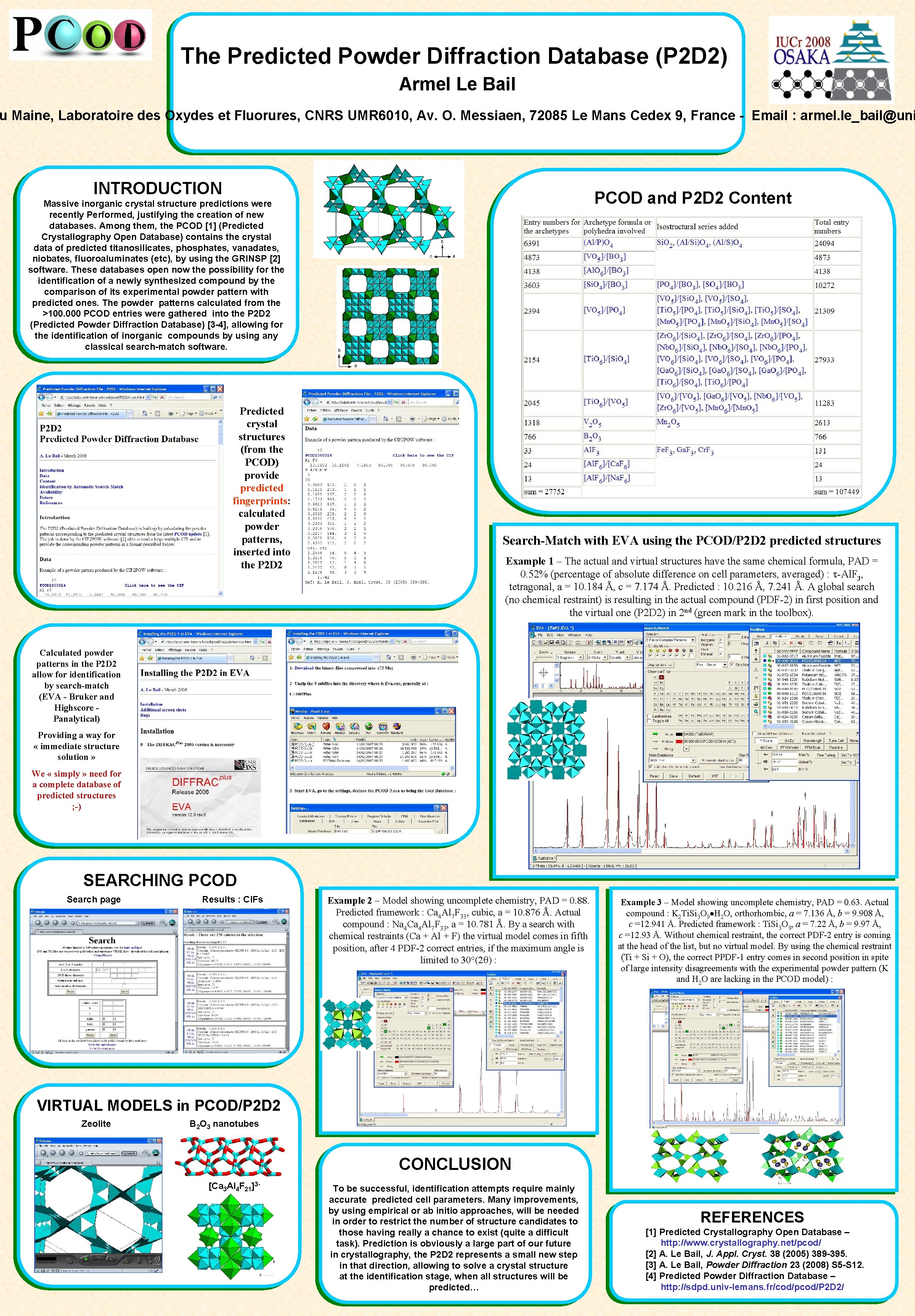 The Predicted Powder Diffraction Database (P 2 D 2) Armel Le Bail u Maine,