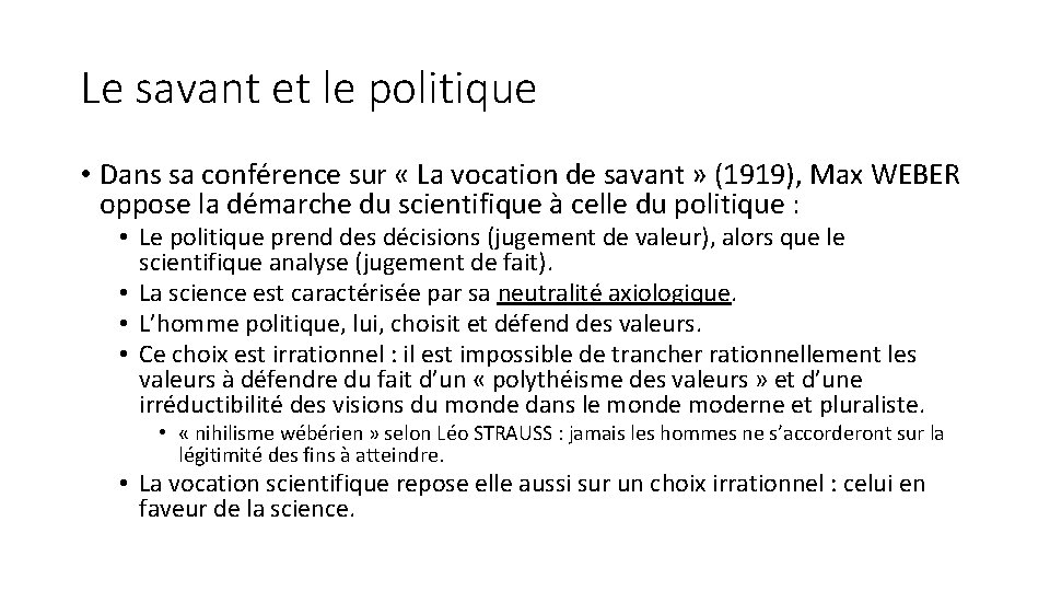 Le savant et le politique • Dans sa conférence sur « La vocation de