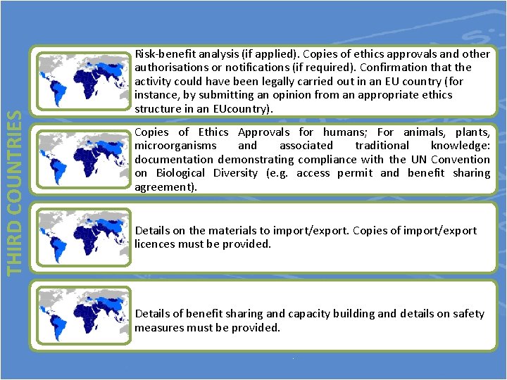 THIRD COUNTRIES Risk-benefit analysis (if applied). Copies of ethics approvals and other authorisations or