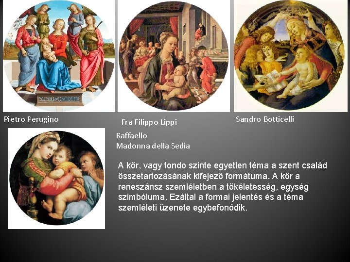 Pietro Perugino Fra Filippo Lippi Sandro Botticelli Raffaello Madonna della Sedia A kör, vagy