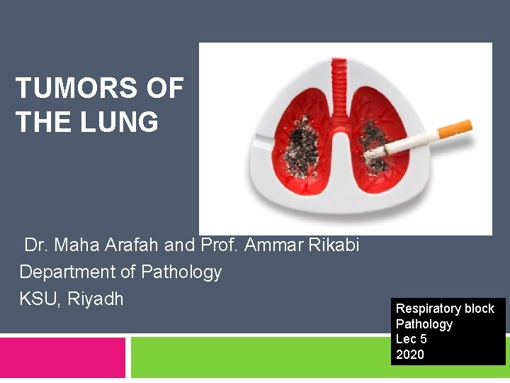TUMORS OF THE LUNG Dr. Maha Arafah and Prof. Ammar Rikabi Department of Pathology