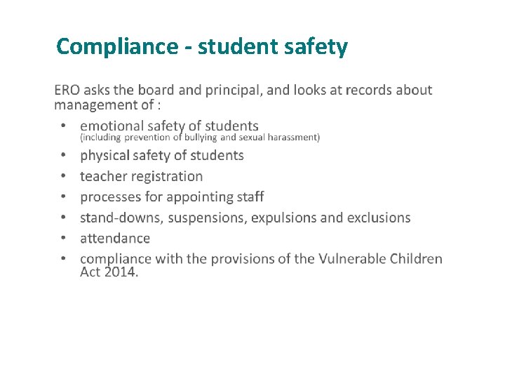 Compliance - student safety 