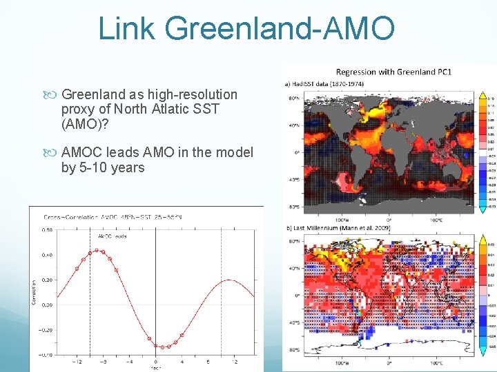 Link Greenland-AMO Greenland as high-resolution proxy of North Atlatic SST (AMO)? AMOC leads AMO