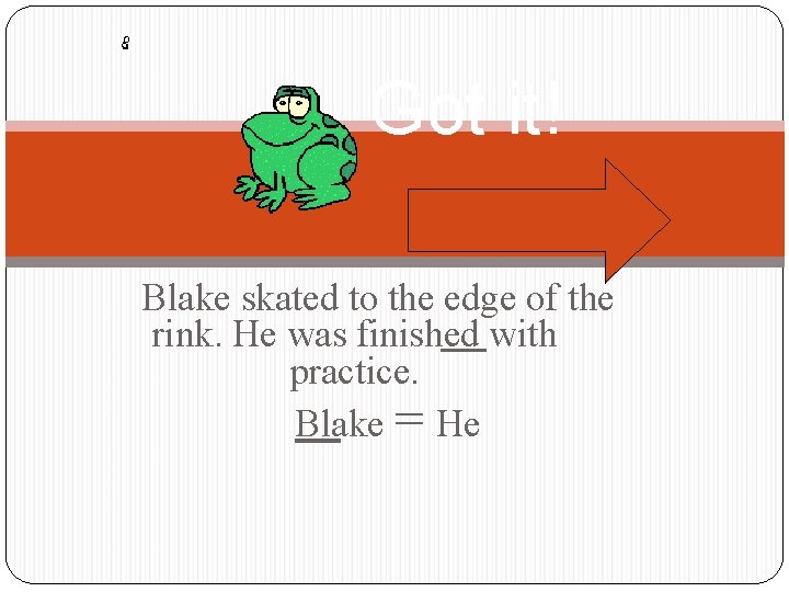 Got it! Blake skated to the edge of the rink. He was finished with