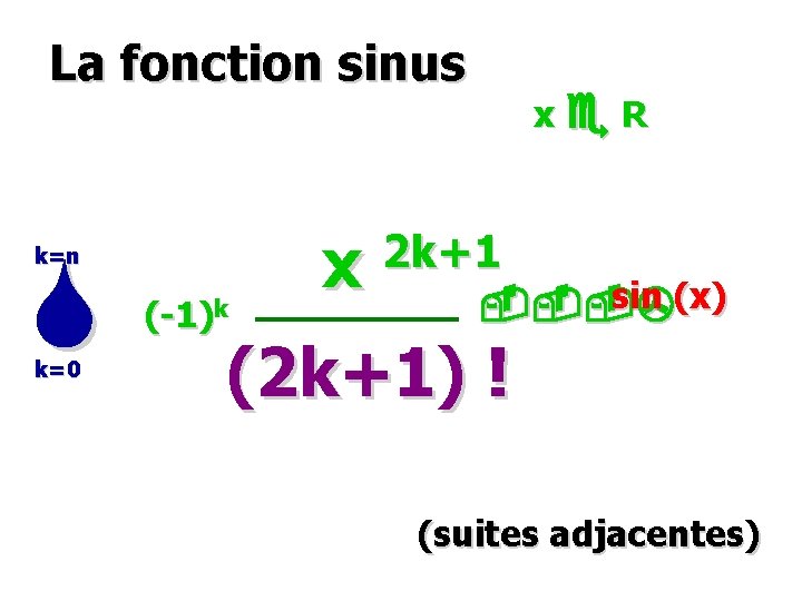 La fonction sinus k=n k=0 (-1)k x R 2 k+1 x sin (x) (2