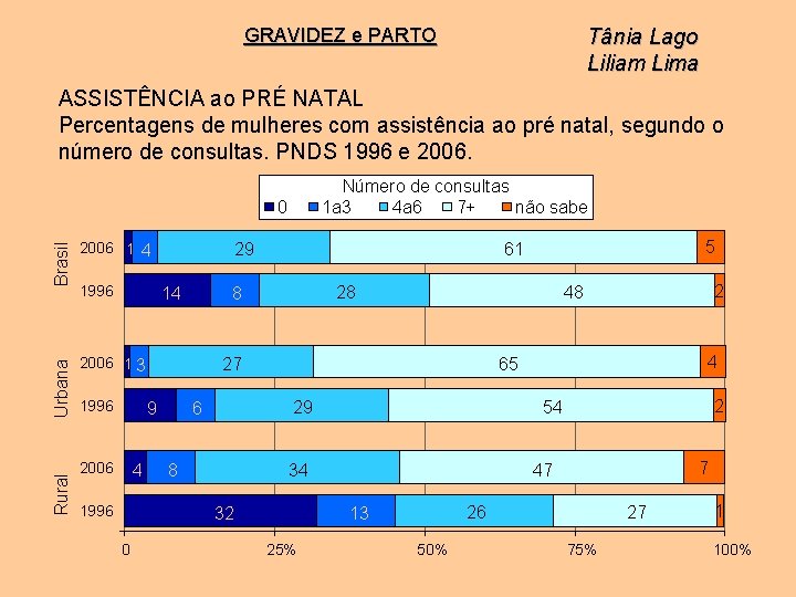 GRAVIDEZ e PARTO Tânia Lago Liliam Lima ASSISTÊNCIA ao PRÉ NATAL Percentagens de mulheres