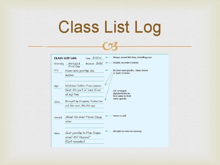 Class List Log 