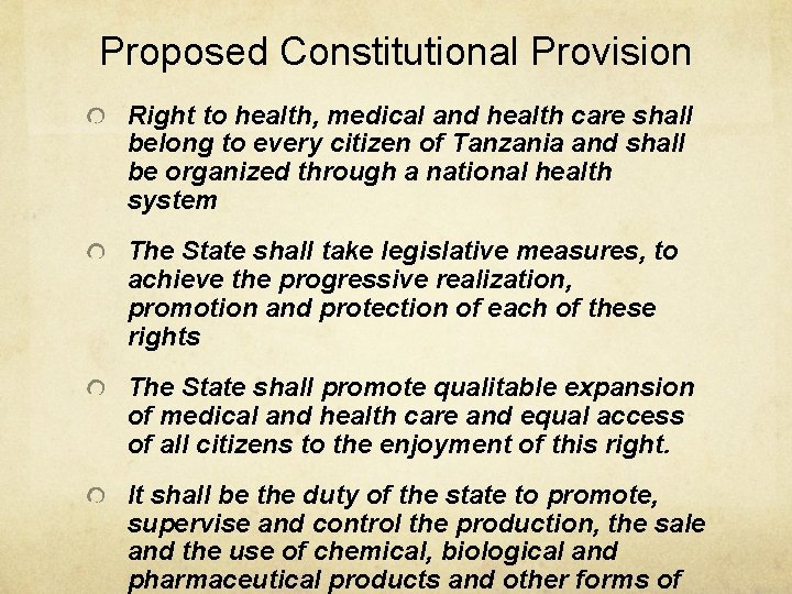 The Role of Constitution in Improving Health Service