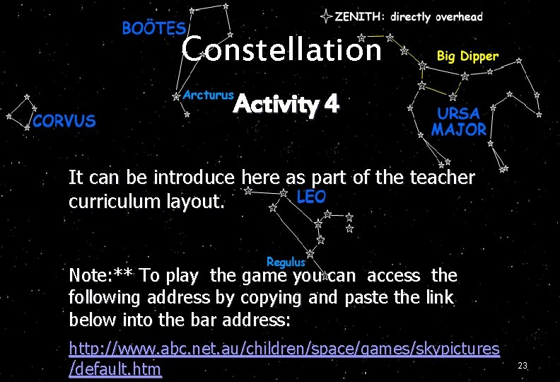 Constellation Activity 4 It can be introduce here as part of the teacher curriculum