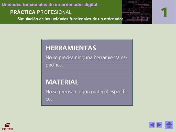 Unidades funcionales de un ordenador digital PRÁCTICA PROFESIONAL Simulación de las unidades funcionales de
