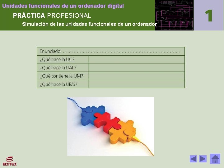 Unidades funcionales de un ordenador digital PRÁCTICA PROFESIONAL Simulación de las unidades funcionales de