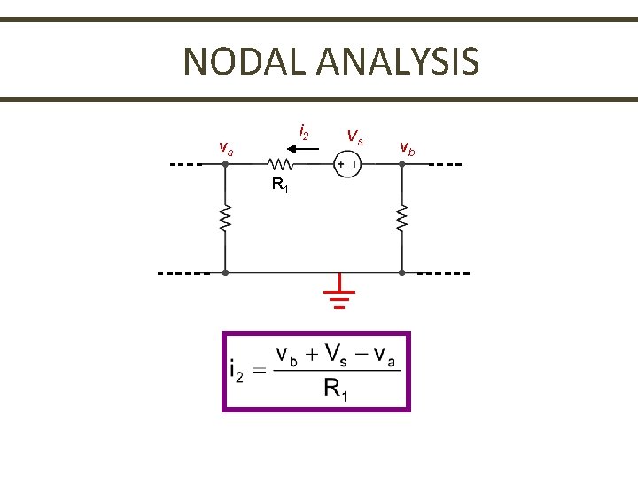 NODAL ANALYSIS i 2 va R 1 Vs vb 