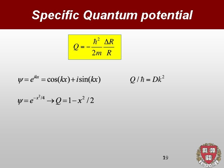 Specific Quantum potential 19 