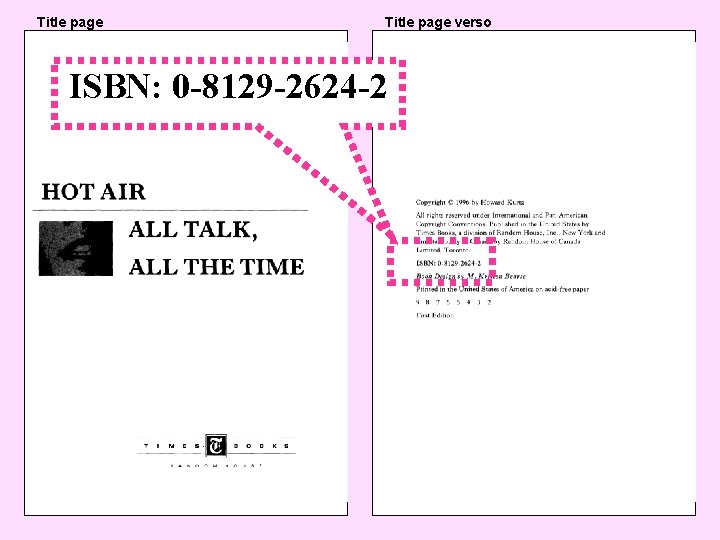 Title page verso ISBN: 0 -8129 -2624 -2 